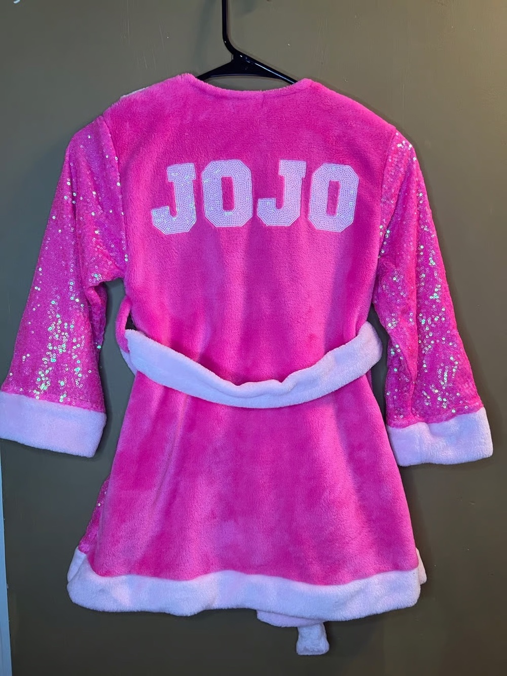 JoJo Siwa Hot Pink Plush Kids Robe with Sequin Sleeves
